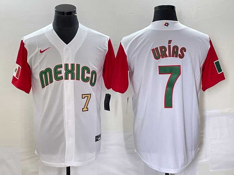 Men's Mexico Baseball #7 Julio Urias Number 2023 White Red World Classic Stitched Jersey50,We sell and wholesale Men's Mexico Baseball #7 Julio Urias Number 2023 White Red World Classic Stitched Jersey50 on line form chian!